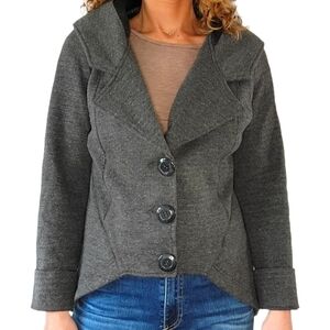 3 Stones Volcom Hooded Peacoat Size Medium Grey Wool Mix